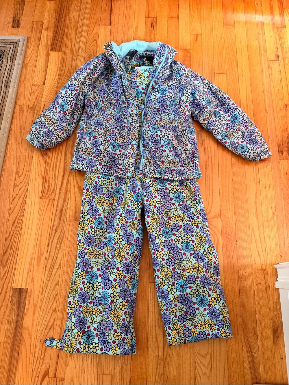 Kids LLBEAN VINTAGE 90s Floral Snow Suit Jacket and Pants - Blue/Multi